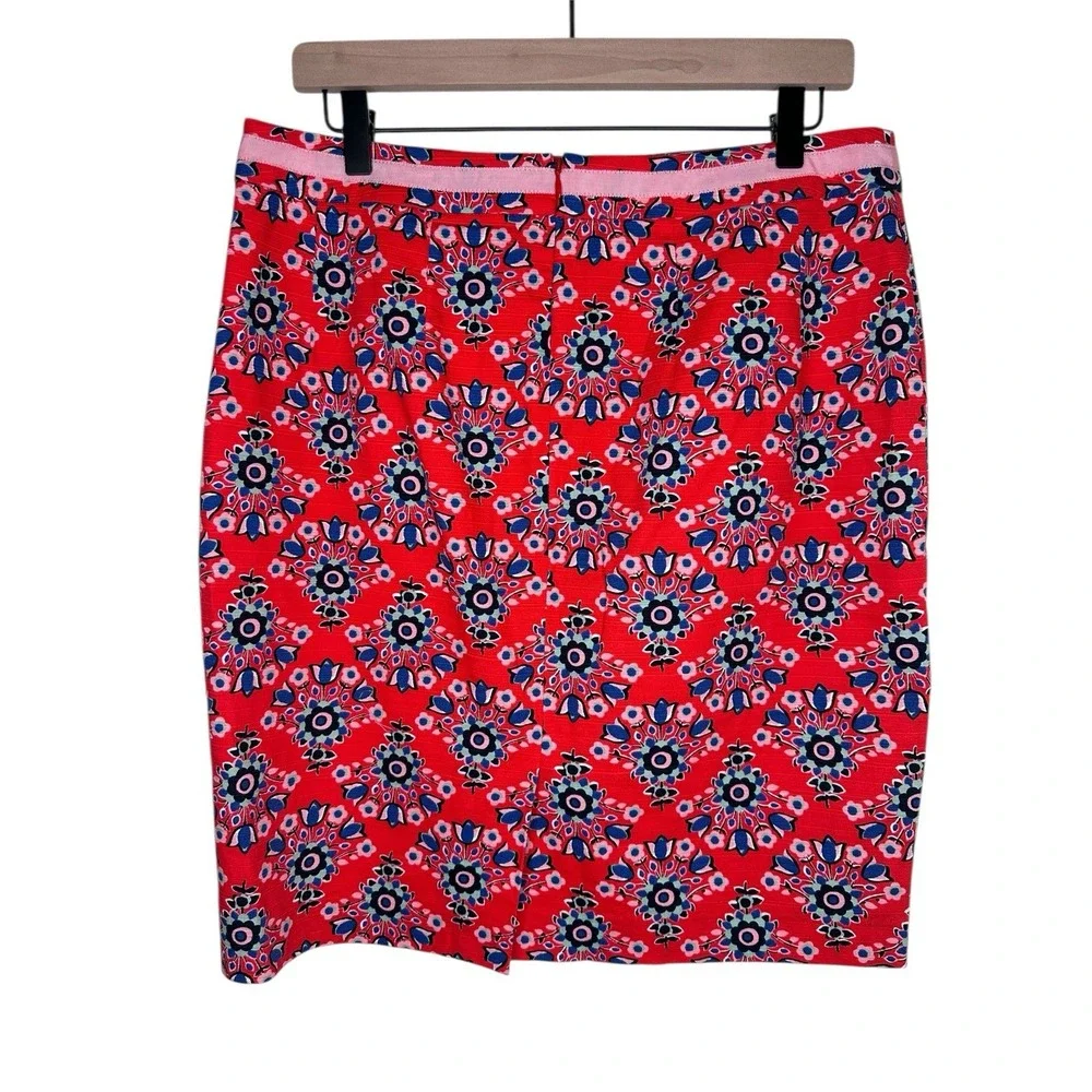 BODEN Red Blue Pop Floral Modern Pencil Skirt 14P 14 Petite High Waisted Womens - Picture 3 of 7